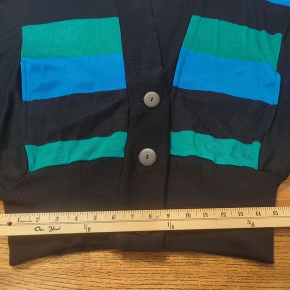 Vintage Felicity Barbara Lesser Women's Size S Stripe Batwing Cardigan Sweater - Picture 11 of 16